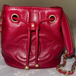 Chanel red bucket back